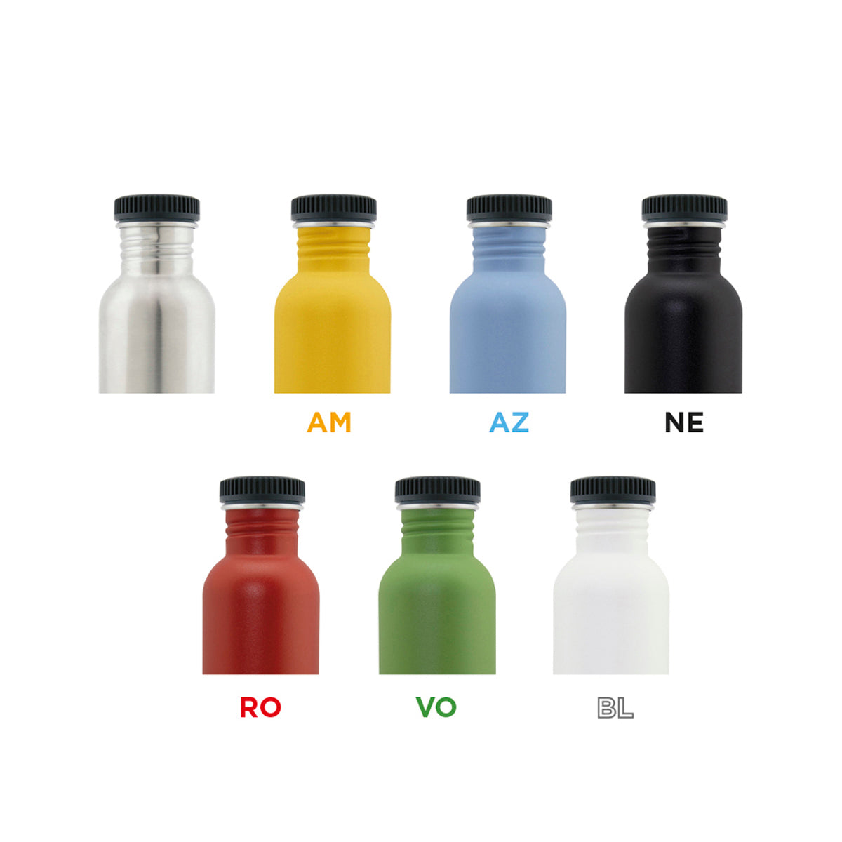 Laken RVS drinkfles Basic Steel serie - Kunststof dop - Diverse kleuren Laken