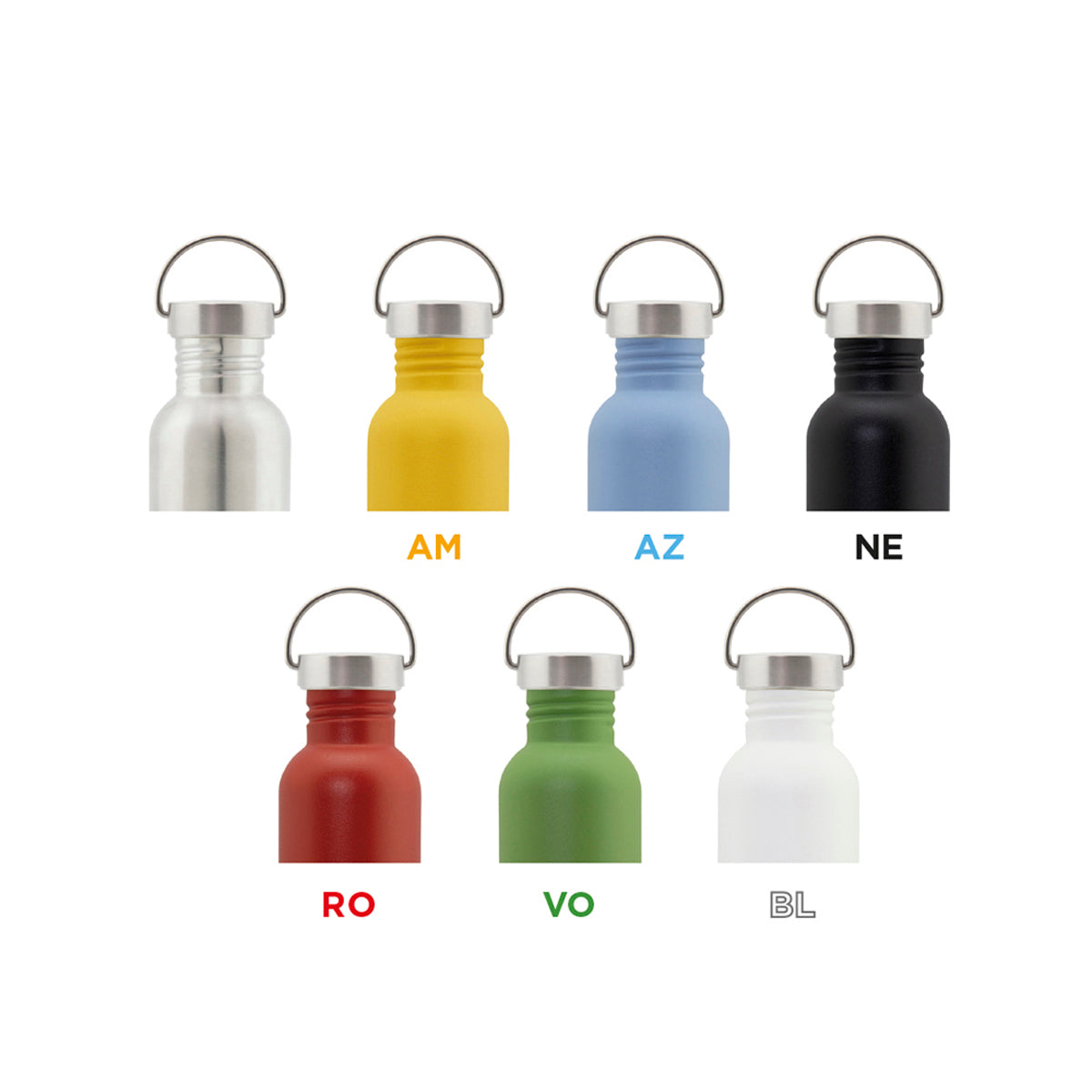 Laken RVS drinkfles Basic Steel serie - RVS dop - Diverse kleuren