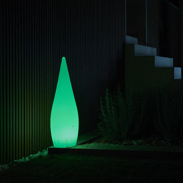 Druppelvormige draadloze multicolor LED lamp met groen licht