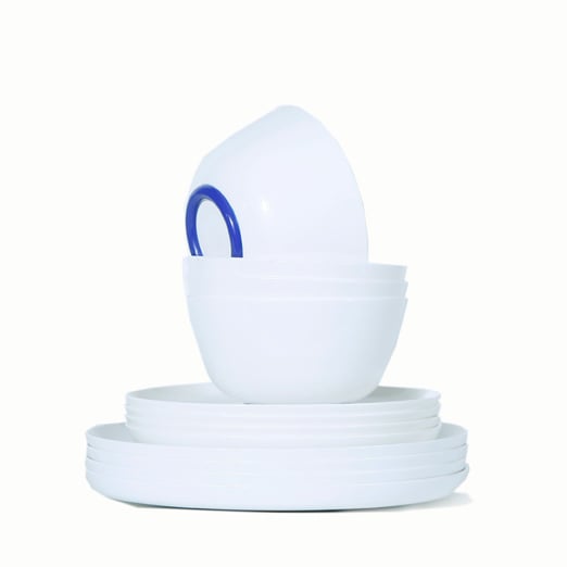 Sorona Palm servies set | 4 Grote Borden | 4 kleine Borden | 4 x kommen - 12-delig - Lichtblauw, Navy blauw, Oranje, Zwart of gemengd Sorona Palm